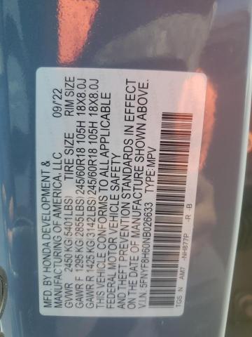 2022 HONDA PASSPORT T 5FNYF8H60NB026633