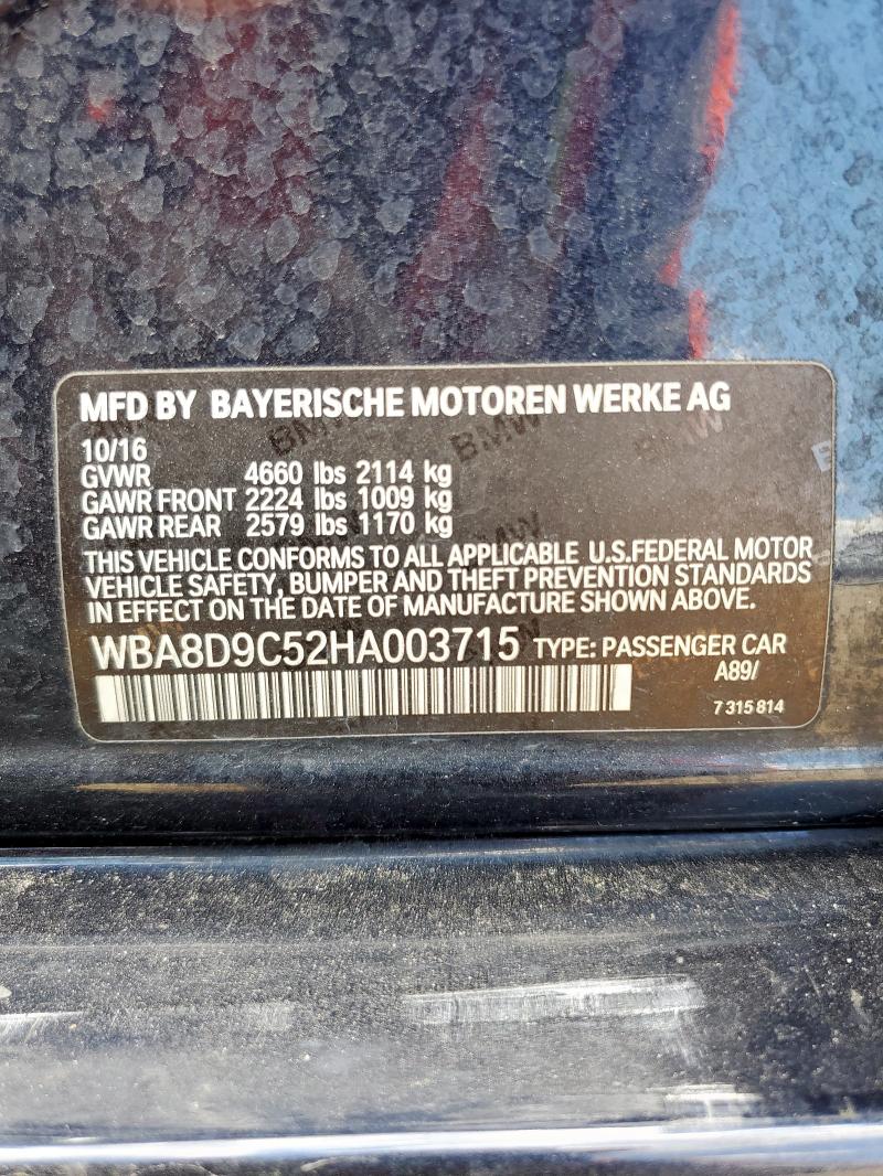 2017 BMW 330 XI WBA8D9C52HA003715