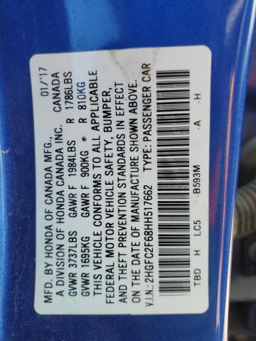 2017 HONDA CIVIC LX - 2HGFC2F68HH517662