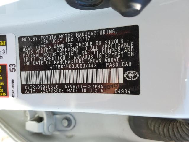 2018 TOYOTA CAMRY XSE 4T1B61HK0JU007443