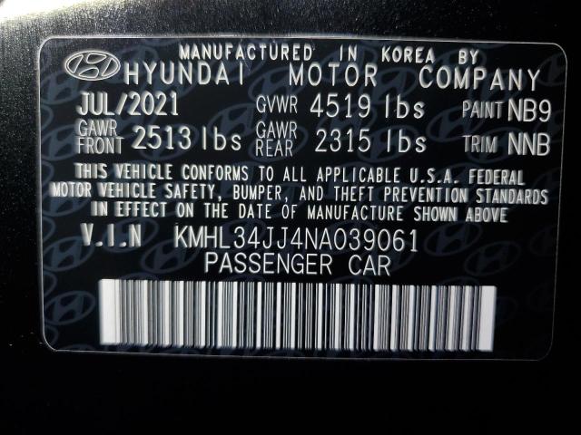 2022 HYUNDAI SONATA HYB KMHL34JJ4NA039061