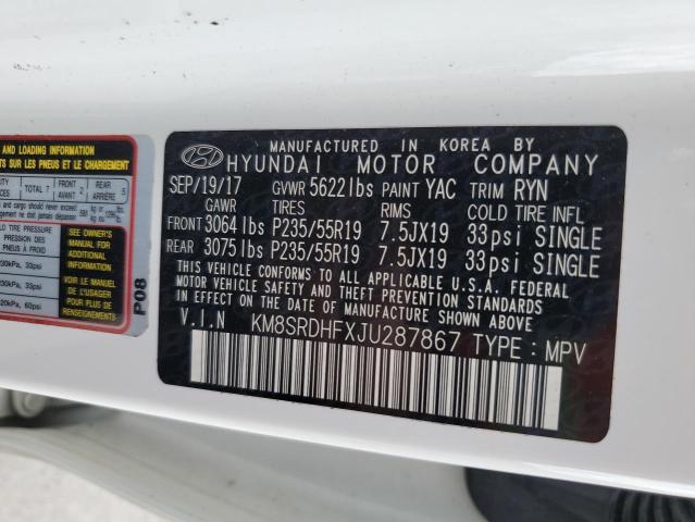2018 HYUNDAI SANTA FE SE ULTIMATE KM8SRDHFXJU287867