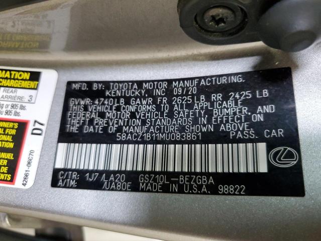 2021 LEXUS ES 350 BASE #3291249002