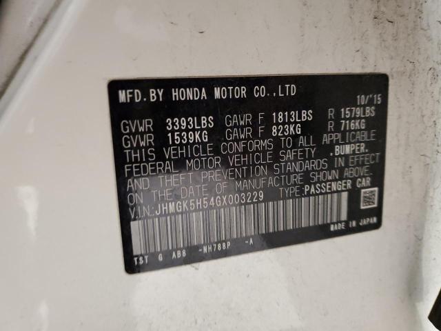 2016 HONDA FIT LX JHMGK5H54GX003229