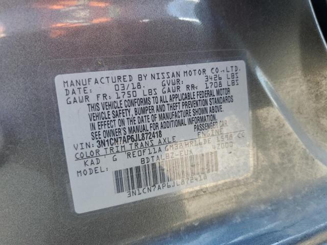 2018 NISSAN VERSA S 3N1CN7AP6JL872418