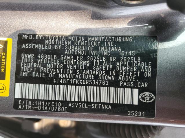 2016 TOYOTA CAMRY LE 4T4BF1FKXGR534763