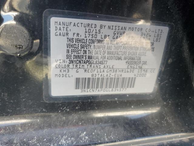 2016 NISSAN VERSA S 3N1CN7AP0GL834577