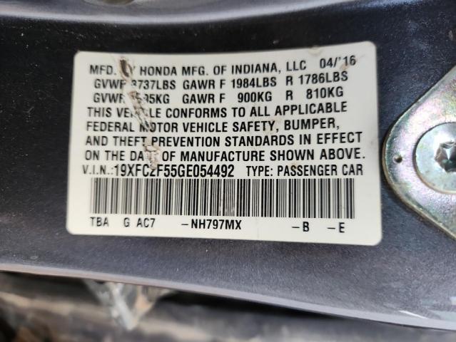 2016 HONDA CIVIC LX 19XFC2F55GE054492