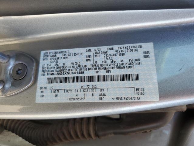 2022 FORD ESCAPE SE - 1FMCU0G6XNUC01489