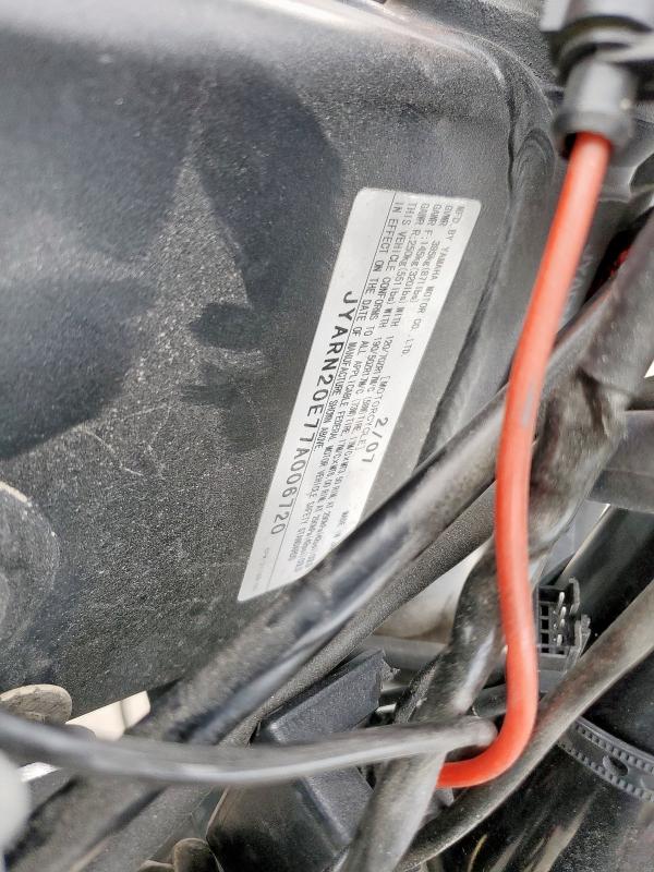 2007 YAMAHA YZFR1 JYARN20E77A006720