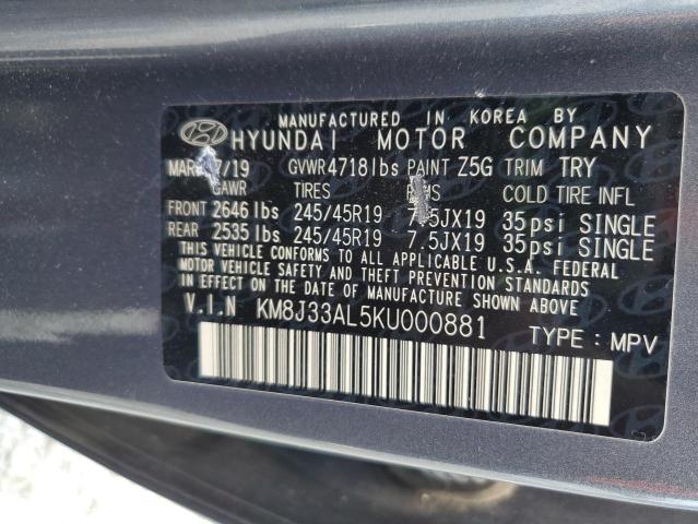 2019 HYUNDAI TUCSON LIMITED KM8J33AL5KU000881