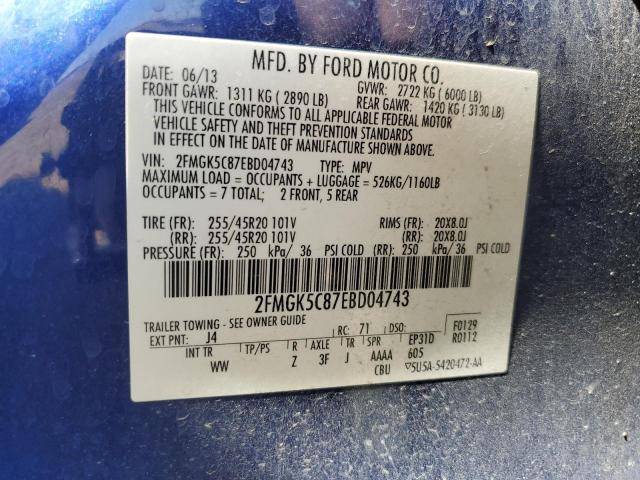 2014 FORD FLEX SEL - 2FMGK5C87EBD04743