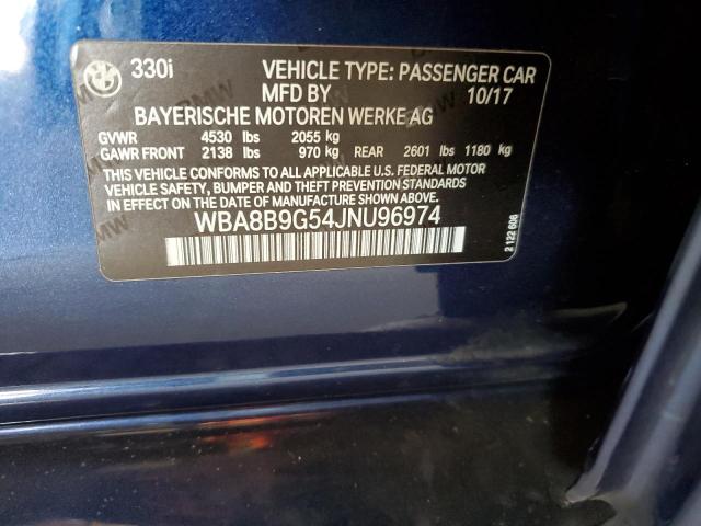2018 BMW 330 I WBA8B9G54JNU96974