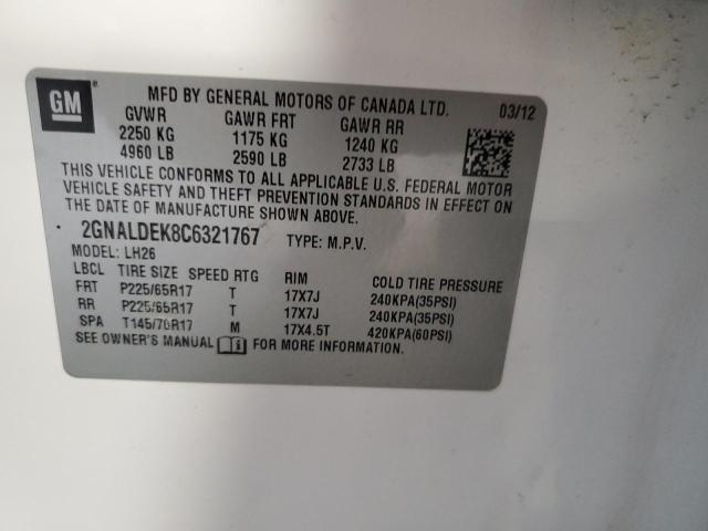 2012 CHEVROLET EQUINOX LT - 2GNALDEK8C6321767