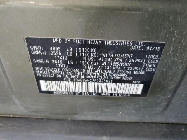 2015 SUBARU OUTBACK 2. 4S4BSAHC7F3325822