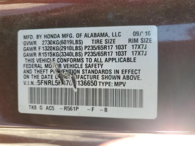 2016 HONDA ODYSSEY SE 5FNRL5H37GB136650