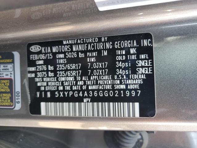 2016 KIA SORENTO LX 5XYPG4A36GG021997