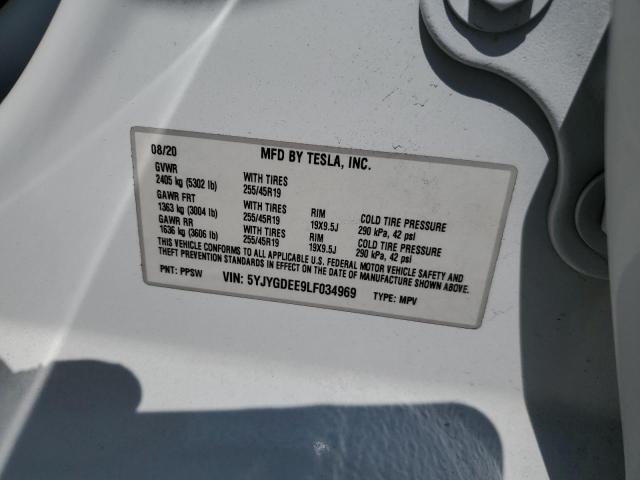 2020 TESLA MODEL Y 5YJYGDEE9LF034969