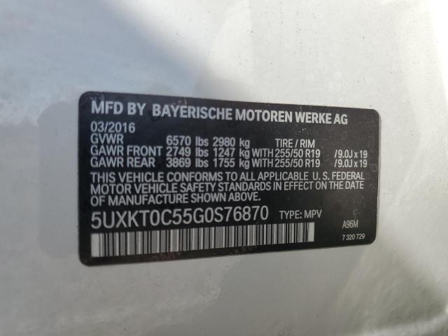 2016 BMW X5 XDR40E 5UXKT0C55G0S76870