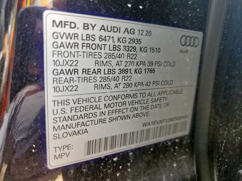 2021 AUDI Q8 PREMIUM PLUS S-LINE WA1EVAF12MD020434
