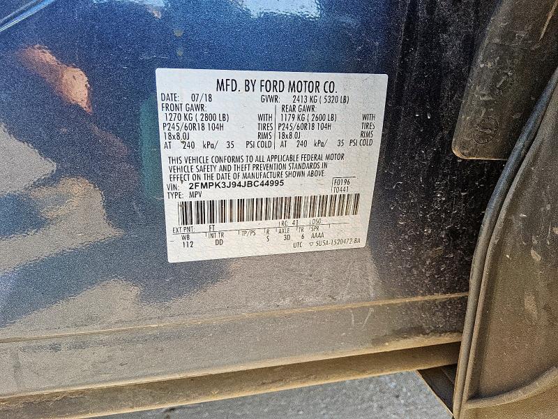 2018 FORD EDGE SEL 2FMPK3J94JBC44995
