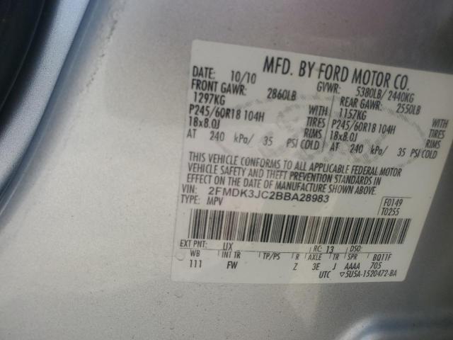 2011 FORD EDGE SEL - 2FMDK3JC2BBA28983
