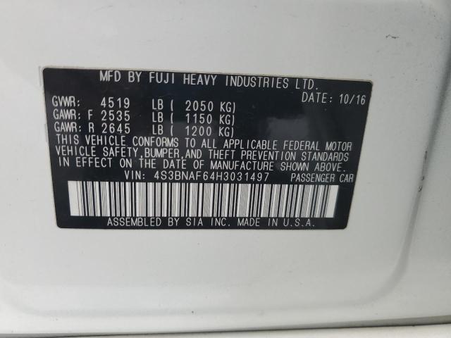 2017 SUBARU LEGACY 2.5 4S3BNAF64H3031497