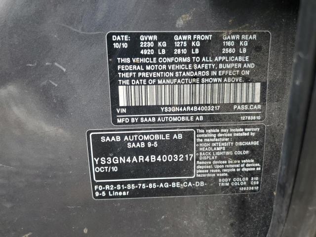2011 SAAB 9-5 TURBO - YS3GN4AR4B4003217