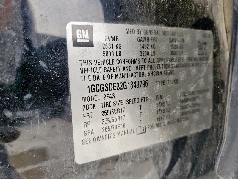 2016 CHEVROLET COLORADO Z 1GCGSDE32G1349796