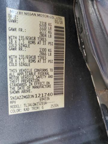 2018 NISSAN MURANO S 5N1AZ2MG0JN121740