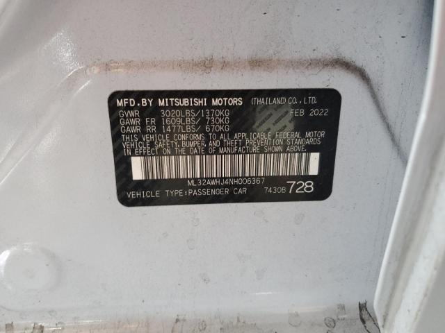 2022 MITSUBISHI MIRAGE SE ML32AWHJ4NH006367