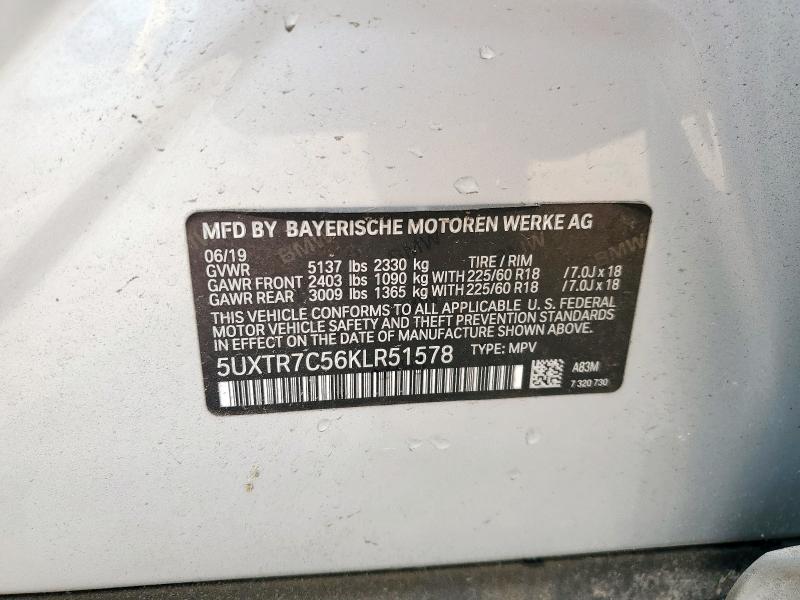 2019 BMW X3 SDRIVE30I - 5UXTR7C56KLR51578