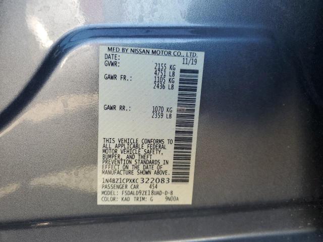 2019 NISSAN LEAF S PLU 1N4BZ1CPXKC322083