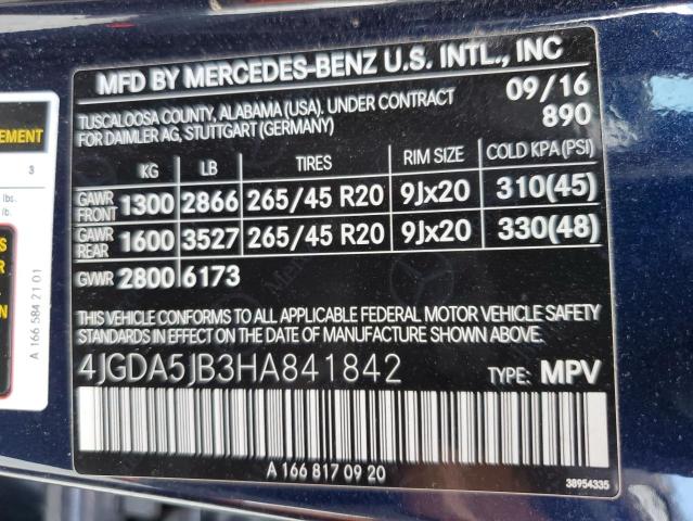 2017 MERCEDES-BENZ GLE 350 4JGDA5JB3HA841842