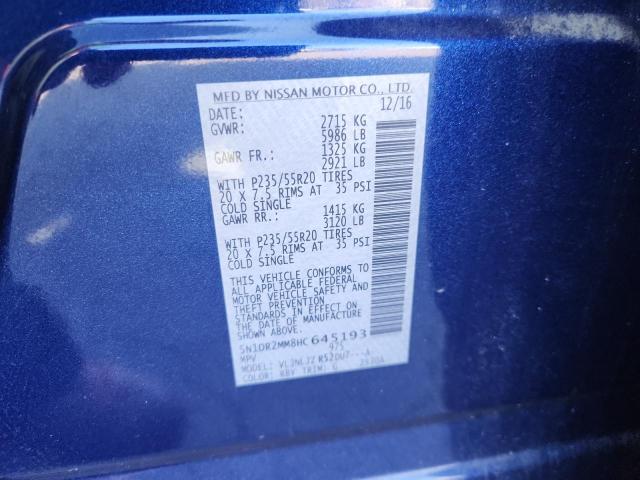2017 NISSAN PATHFINDER 5N1DR2MM8HC645193