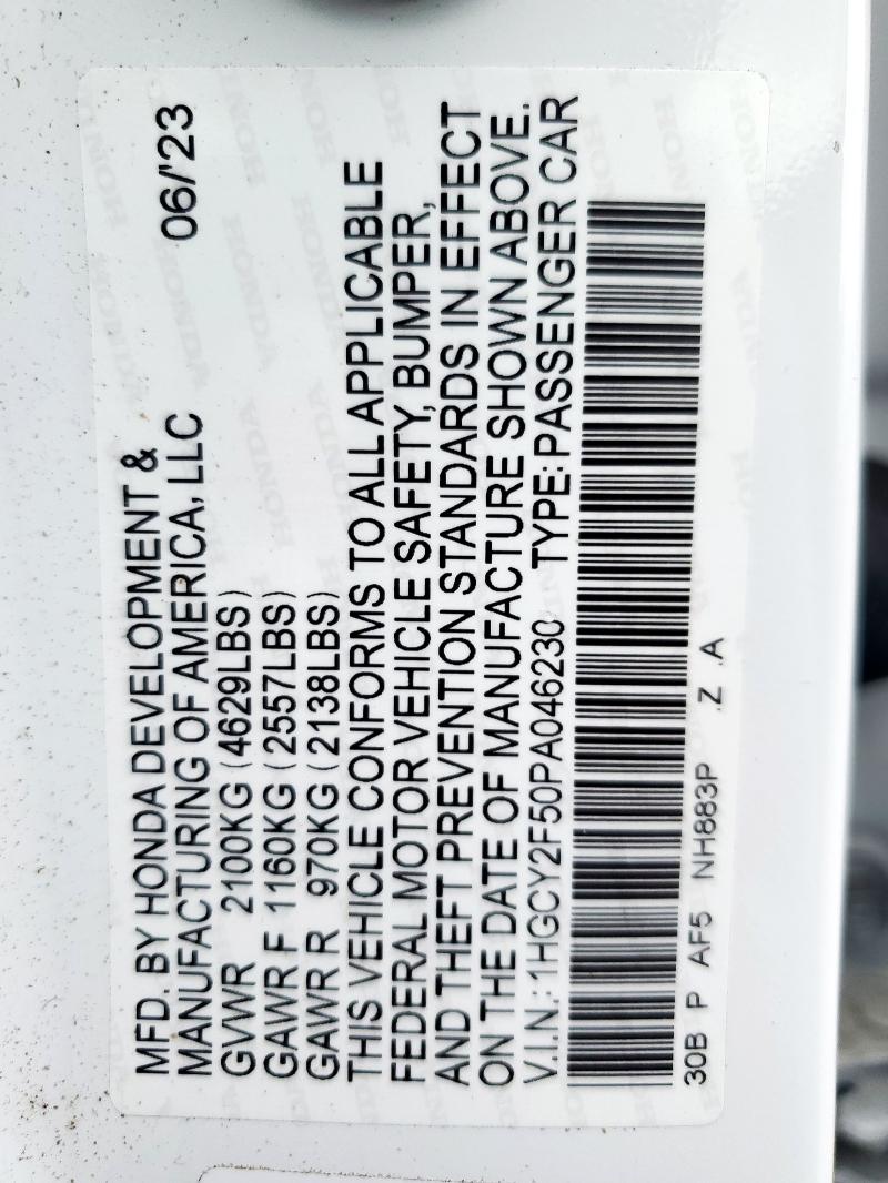 2023 HONDA ACCORD HYB - 1HGCY2F50PA046230