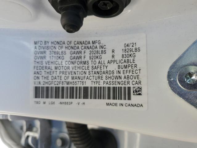 2021 HONDA CIVIC SPOR - 2HGFC2F87MH557761