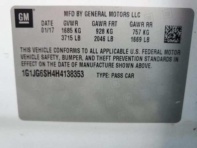 2017 CHEVROLET SONIC - 1G1JG6SH4H4138353