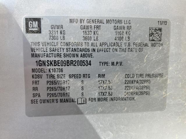 2011 CHEVROLET TAHOE K150 - 1GNSKBE09BR200534