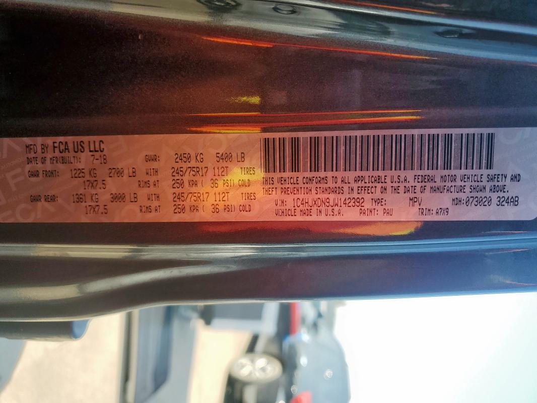 2018 JEEP WRANGLER U 1C4HJXDN9JW142392