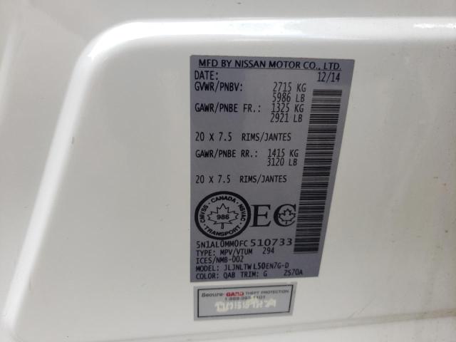 2015 INFINITI QX60 5N1AL0MM0FC510733