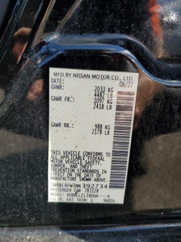 2022 NISSAN ALTIMA PLA 1N4BL4FW3NN392734