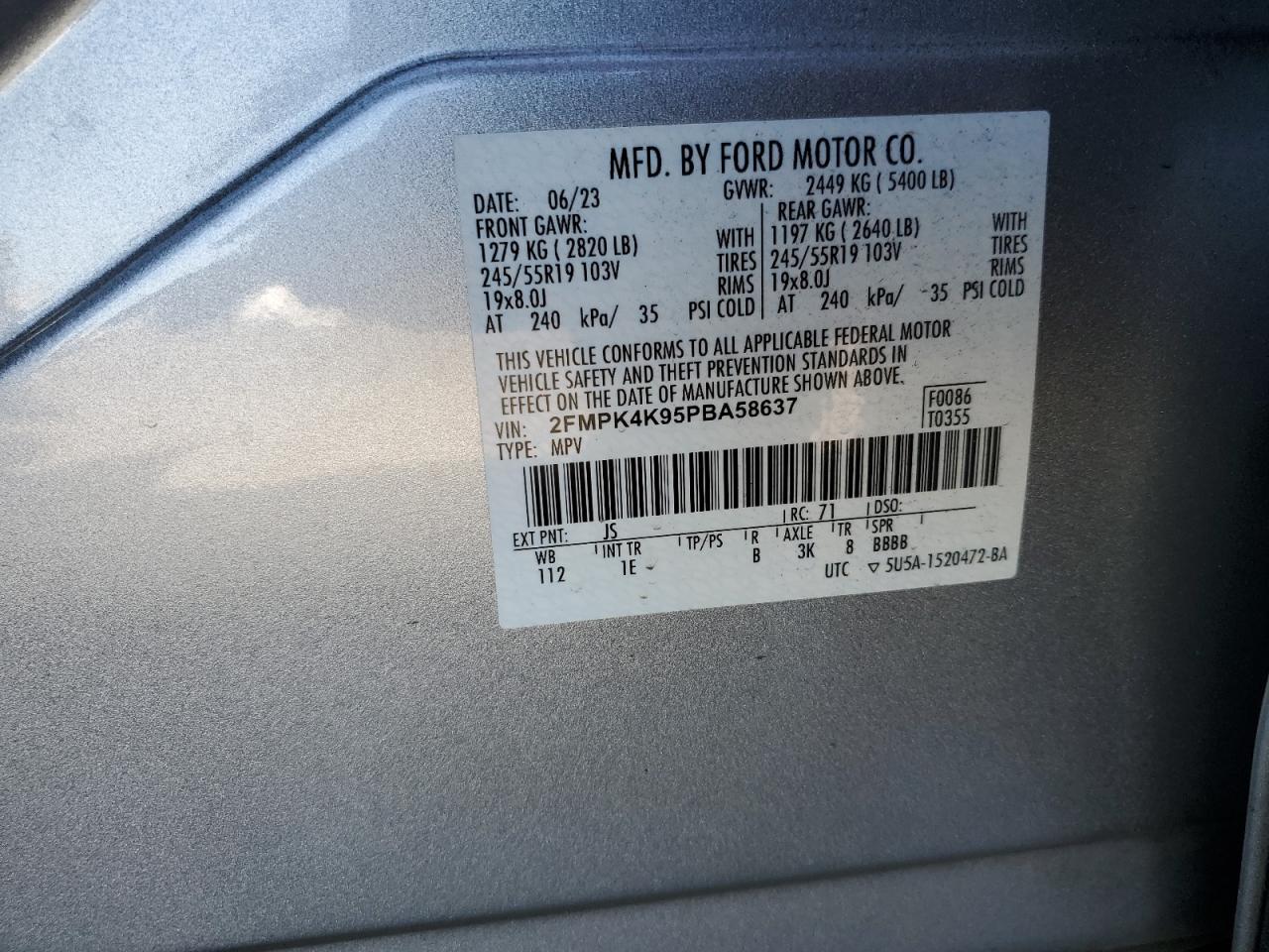 Lot #3303615935 2023 FORD EDGE TITAN