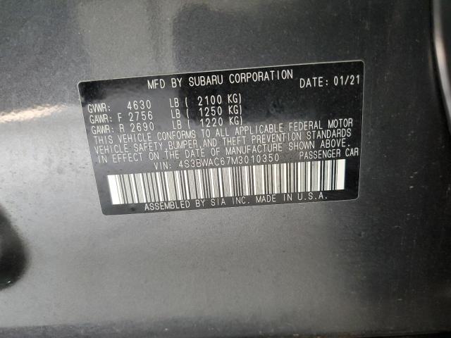 2021 SUBARU LEGACY PRE 4S3BWAC67M3010350