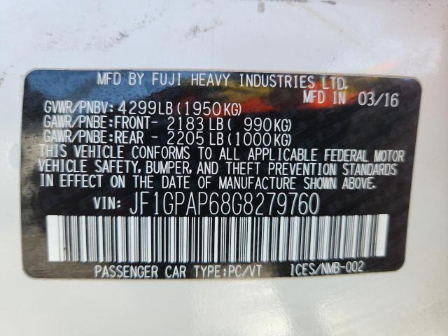 2016 SUBARU IMPREZA SP JF1GPAP68G8279760