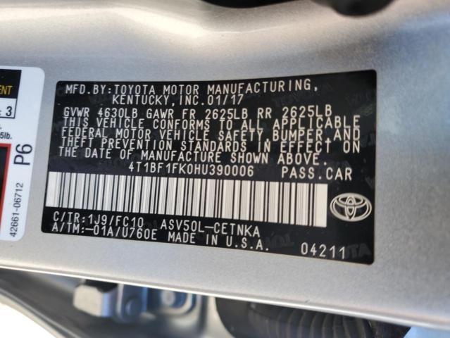 2017 TOYOTA CAMRY LE 4T1BF1FK0HU390006