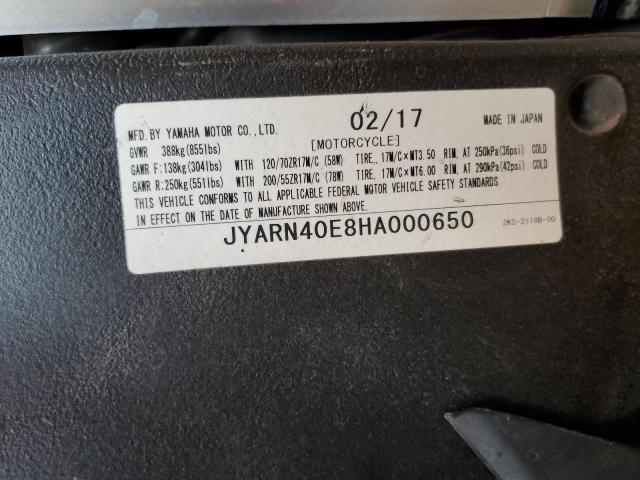 2017 YAMAHA YZFR1M JYARN40E8HA000650