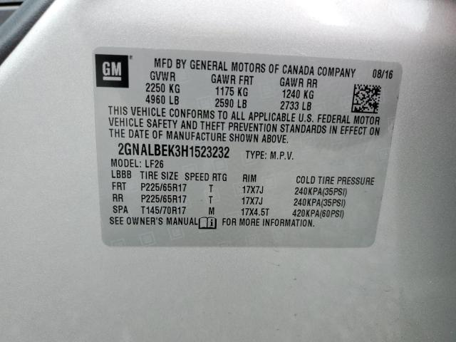 2017 CHEVROLET EQUINOX LS 2GNALBEK3H1523232