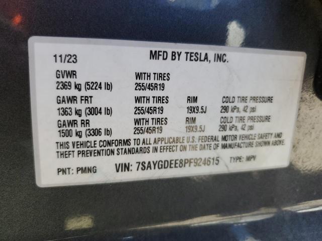 2023 TESLA MODEL Y 7SAYGDEE8PF924615
