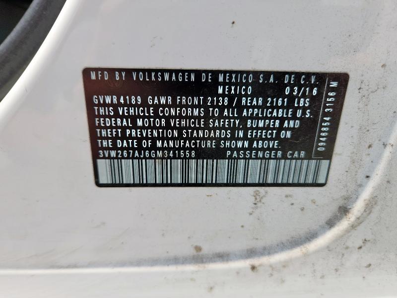 2016 VOLKSWAGEN JETTA S 3VW267AJ6GM341558